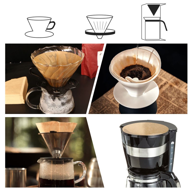 Dingkei Coffee Filters, Cone Coffee Filters Size 02, 1-4 Cups, 200 Count, 2 Cone Filter For Pour Over And Drip Coffee Maker, Natural Brown Unbleached - Image 4